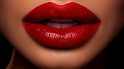 Red Lips Elegance: Close-Up Beauty and Glamour in Vibrant Passion