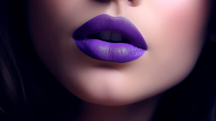 Elegance in Purple: Commercial Photo of Lips with Vibrant Lipstick