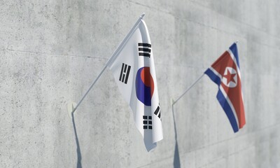 대한민국 북한 국기 South Korea North Korea Flag - obrazy, fototapety, plakaty