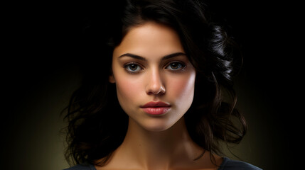 Fototapeta premium Radiant Beauty: Close-up Portrait of a Graceful Woman with Clear Skin and Beautiful Eyes