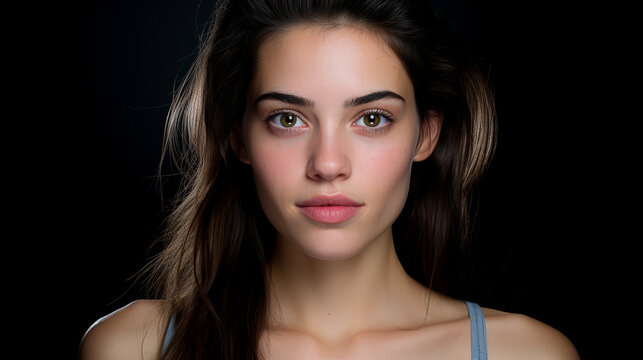 Radiant Beauty: Close-up Portrait of a Graceful Woman with Clear Skin and Beautiful Eyes