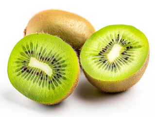 Fototapeta premium Fresh kiwi fruits isolated on white background. Minimalist style.