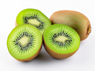 Fresh kiwi fruits isolated on white background. Minimalist style.
