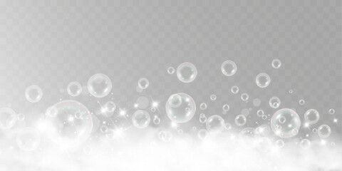 Air bubbles.Soap foam vector illustration on a transparent background.	
