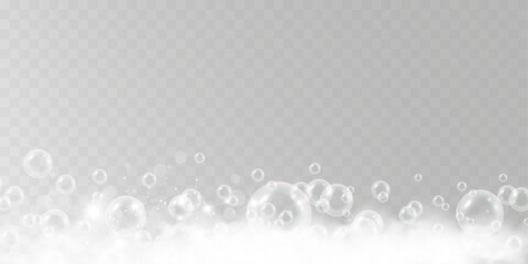 Air bubbles.Soap foam vector illustration on a transparent background.	

