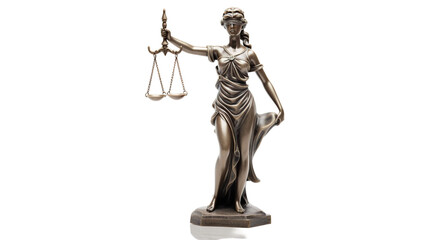 Lady Justice legal statue on transparent background