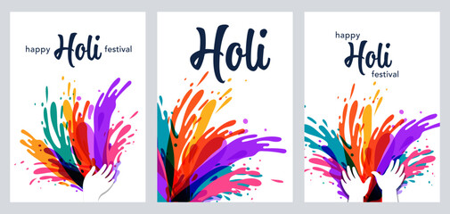 Happy Holi Festival, festival of colors. Colorful concept design, banner and background