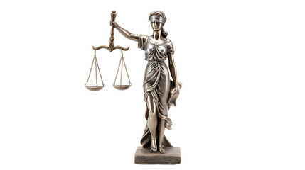 Lady Justice legal statue on transparent background - obrazy, fototapety, plakaty