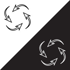 Repeat icon vector. Recycle icon sign symbol in trendy flat style. Rotation vector icon illustration isolated on white and black background