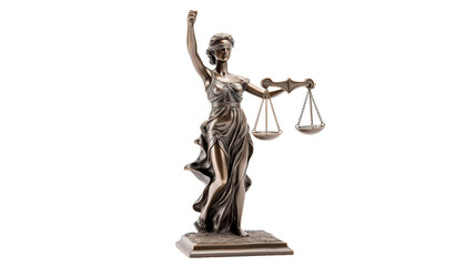 Lady Justice legal statue on transparent background