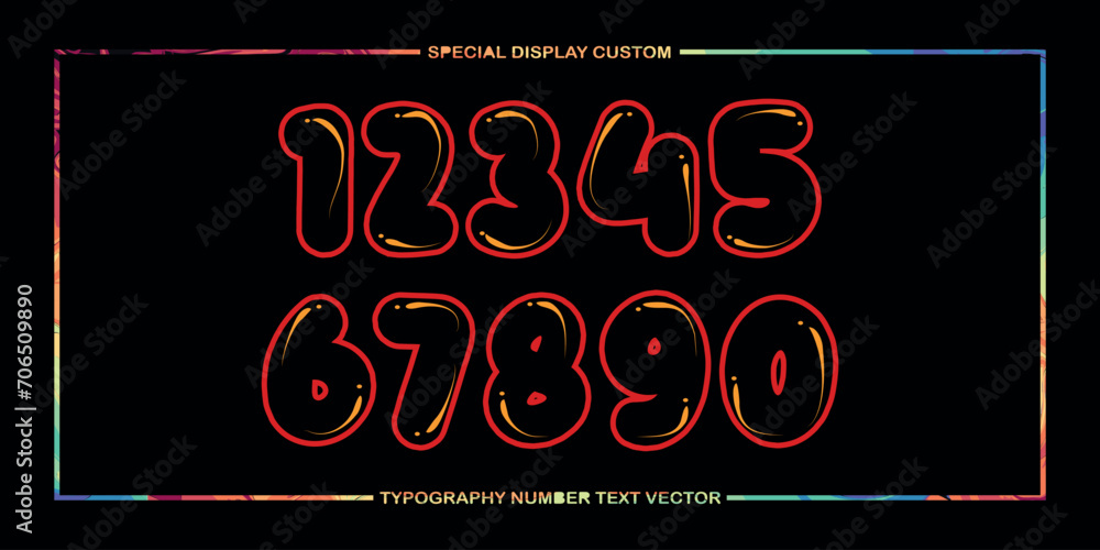 Poster assorted digital custom vector numbers. minimum. color gradation. dark. banner network. 3d effect. d