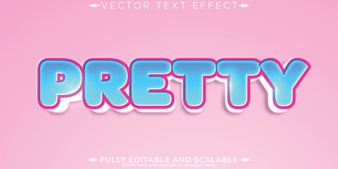 Editable text effect pretty, 3d pink and cute font style.