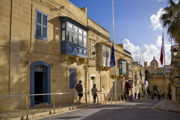 Historical street in downtown in Victoria, Malta 