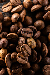 Grão de café do brasil torrado, macro fotografia, background