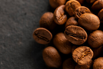 Grão de café do brasil torrado, macro fotografia, background