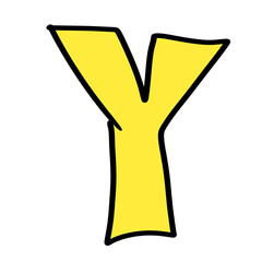Letter Y yellow brush stroke close up © DLC