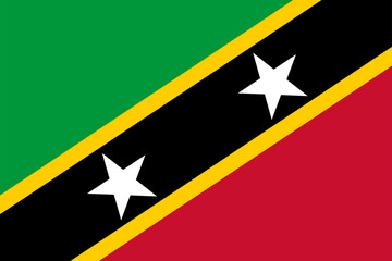 Flag of Saint Kitts and Nevis. Striped flag with two stars. State symbol of the Federation of Saint Kitts and Nevis.