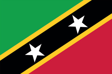 Flag of Saint Kitts and Nevis. Striped flag with two stars. State symbol of the Federation of Saint Kitts and Nevis.