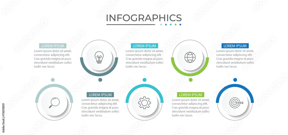 Poster vector abstract elements of graph infographic template with label, integrated circles. business conc