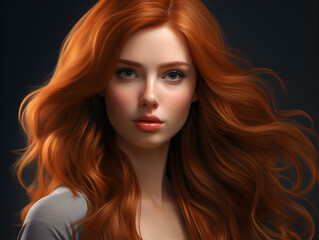 Obraz premium Red Hair Natural Young Beauty Woman AI Portrait