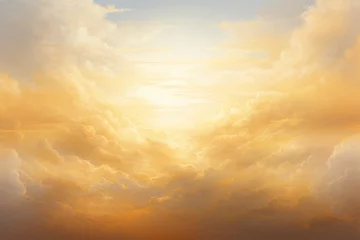 Gartenposter Gold sky with white cloud background © Celina