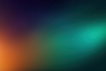 Fototapeta na wymiar Green orange violet glow blurred abstract gradient on dark grainy background