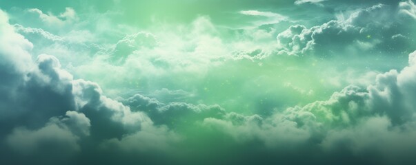 Fototapeta na wymiar Green sky with white cloud background