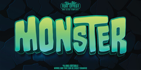Cartoon monster editable text effect, customizable horror and kids 3D font style