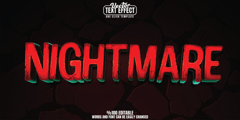 Nightmare editable text effect, customizable horror and halloween 3D font style