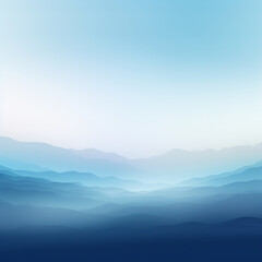 Ilustracion de tipo paisaje montañoso con tonos azules y blancos - obrazy, fototapety, plakaty