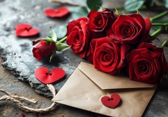 Red Roses and a Letter for Valentines  Day