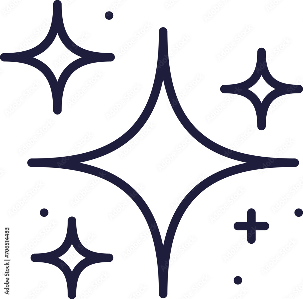 Poster star twinkles and sparkles for minimal line frames and borders, vector starry elements. abstract twi
