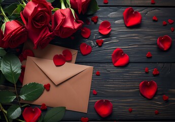 Red Roses and a Letter for Valentines  Day