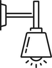 Electric wall chandelier lamp, indoor lantern, halogen light linear icon. Home furniture, work lamp or house interior light thin line vector icon. Office wall chandelier outline symbol or sign