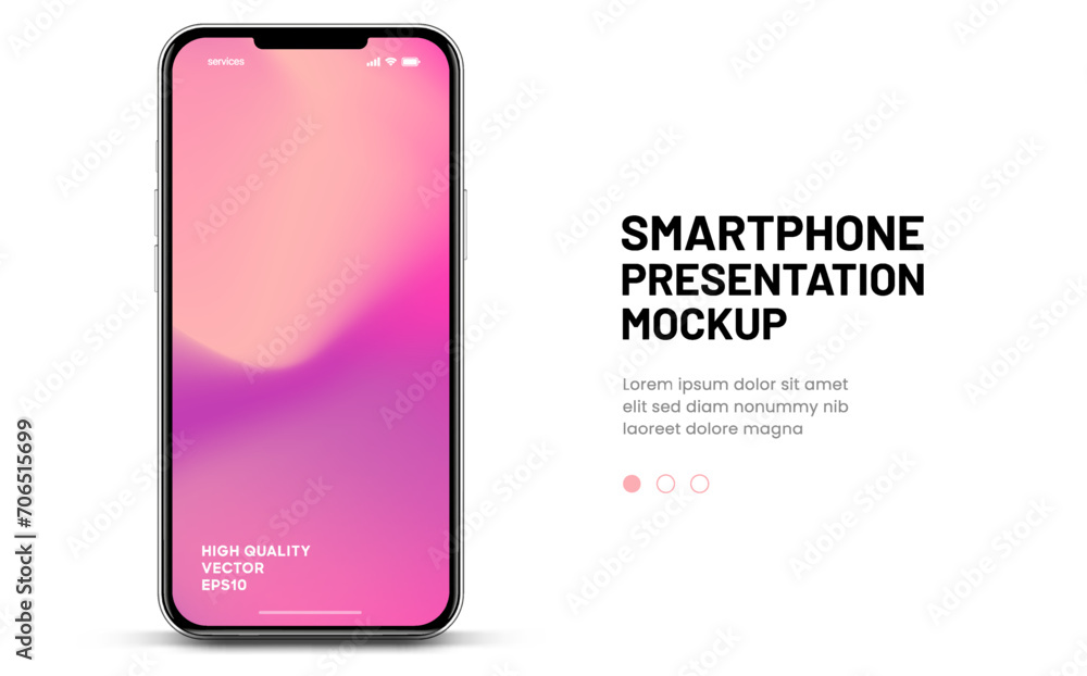 Poster 3d high quality vector smartphone mockups. Ultra realistic mobile device UI UX mockup for presentation template. Cellphone frame with blank screen isolated templates. 3d isometric illustration.