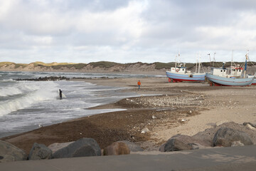 Scenic beach featuring a clear blue ocean and numerous boats sailing within its depths.