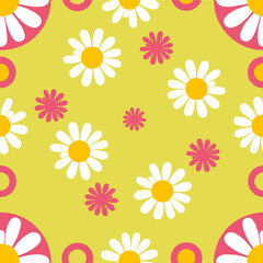 Happy cute sweet floral seamless wallpaper background vector.