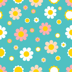 Happy cute sweet floral seamless wallpaper background vector.