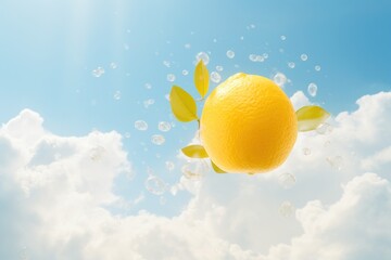 Lemon sky with white cloud background