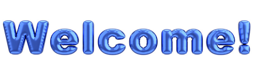 Welcome Text. 3D Balloon Text. 3D illustration.