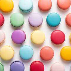 Obraz premium Fondo con detalle y textura de varios macaron de colores sobre fondo blanco