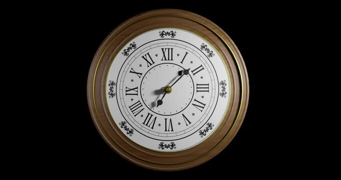 Animation of clock ticking over black background