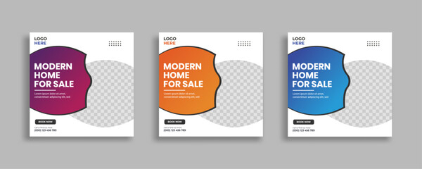 Real estate social media post square web banner template