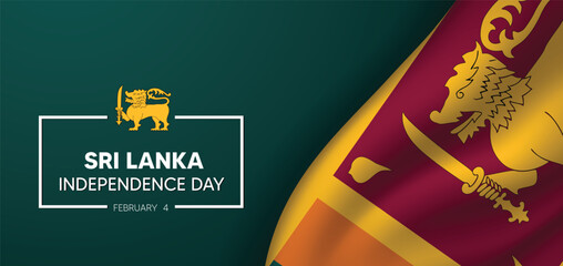 sri lanka independence day waving flag 4 Feb, 2024 vector poster 