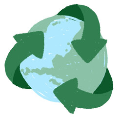 recycling symbol with earth