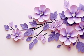 Lilac pastel template of flower designs with leaves 