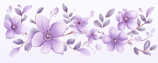 Lilac pastel template of flower designs with leaves 