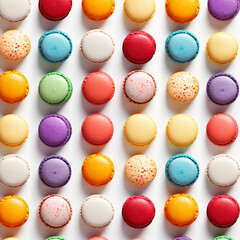 Obraz premium Fondo con detalle y textutra de multitud de macaron de diferentes colores sobre fondo blanco