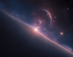Obraz na płótnie Canvas Outer space with an exploding planet