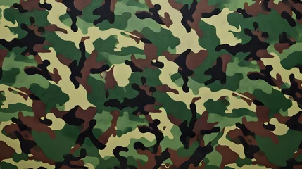 Schilderijen op glas texture military camouflage background repeats seamless army © Jan